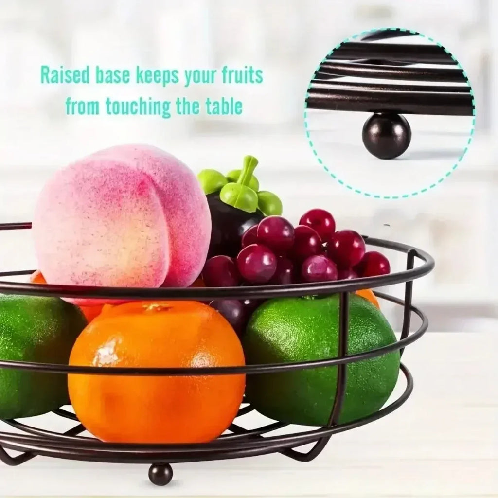2-Tier Countertop Fruit Basket Bowl with Banana Hanger