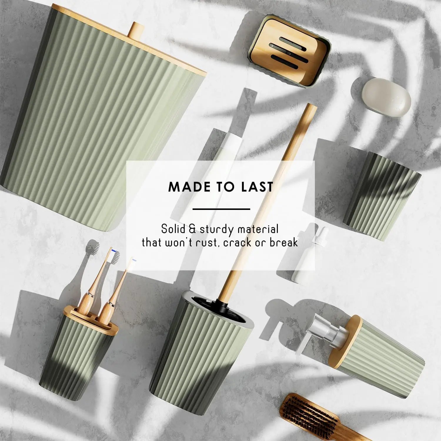 Sage Green Bathroom Accessory Set