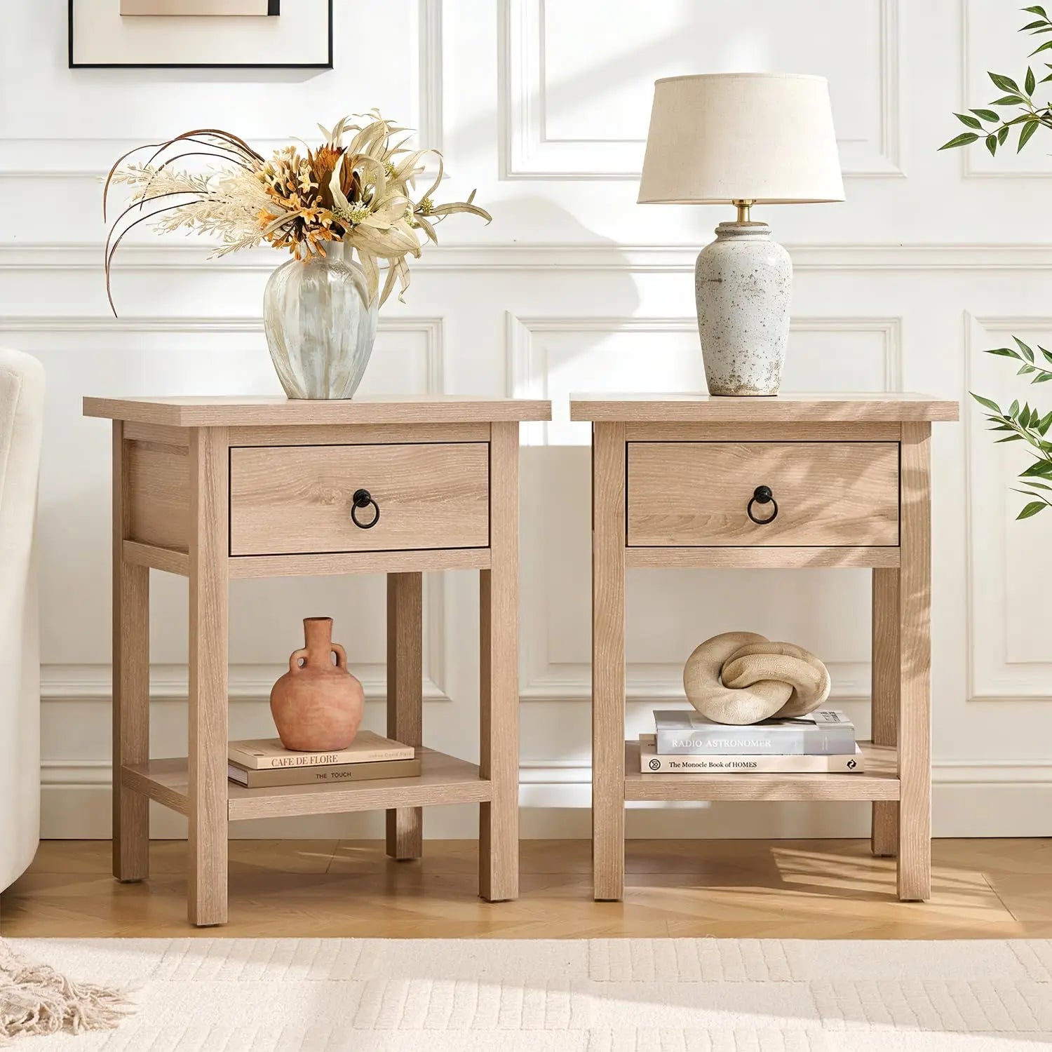 Light Oak Nightstand Set