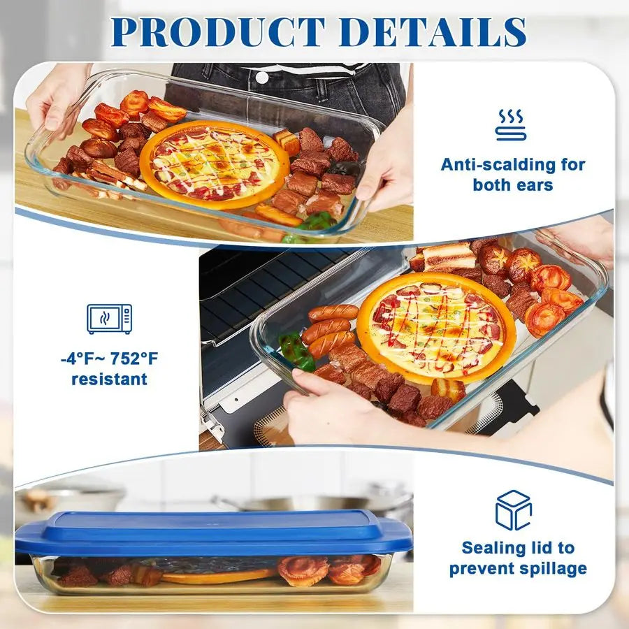 Baking Dish with Lid Glass Casserole with Carrier