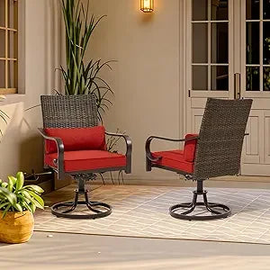 Patio Swivel Chair Set Thickened Cushions