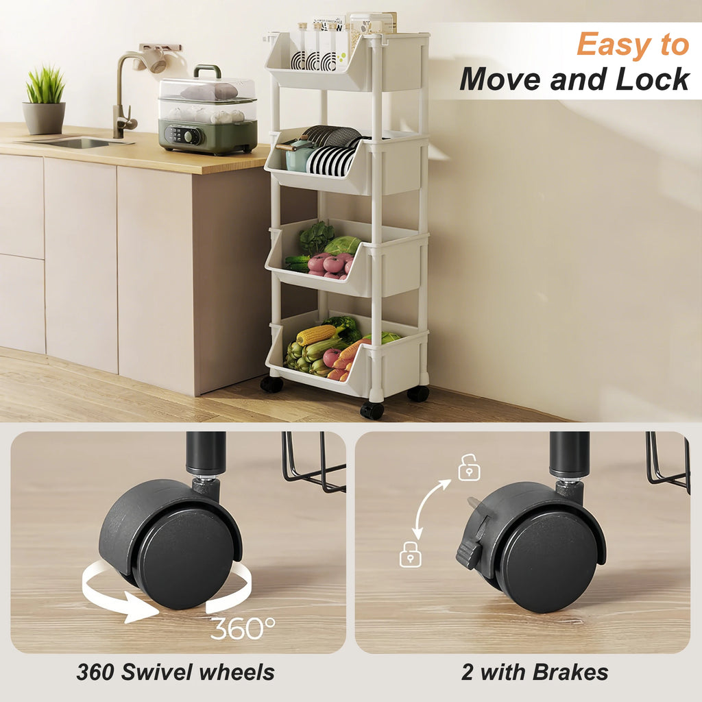 Foldable Trolley Kitchen Storage Organizer