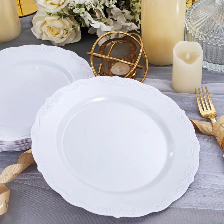 60PCS Heavy Duty White Disposable Plates